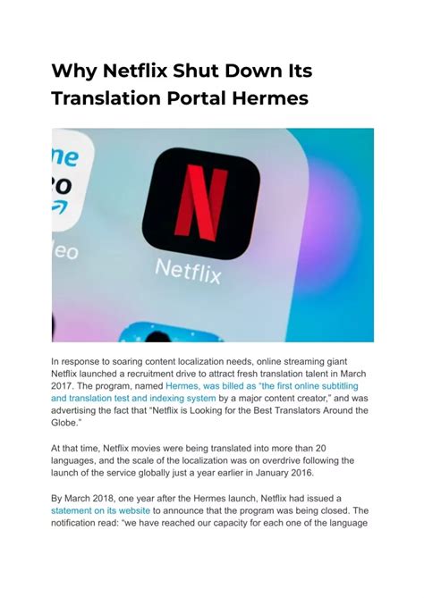 netflix hermes test|netflix shutting down hermes.